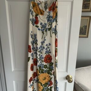 Reformation Floral Maxi Dress - Cream with Red, Blue, Yellow